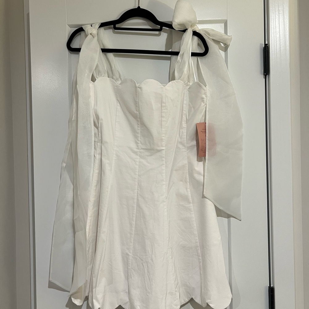 BHLDN Cream Scalloped Dress